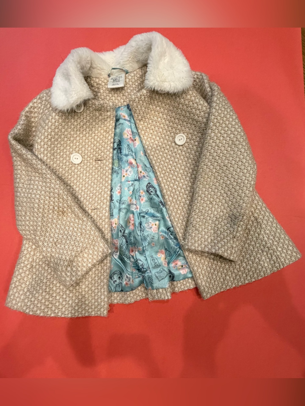 Disney Princess Girls Animators Pea Coat Jacket Size  5/6